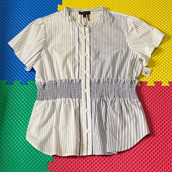 Donna Karan Women's Blue Stripe Top size L - Picture 4 of 8